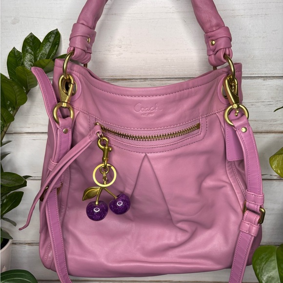 Coach Handbags - Coach Parker Lavender Leather Shoulder Bag with Gold Accents